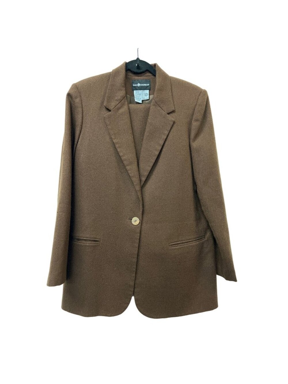 Vintage Sag Harbor Wool Suit Brown Long Skirt Blazer Suit 2 Piece Set